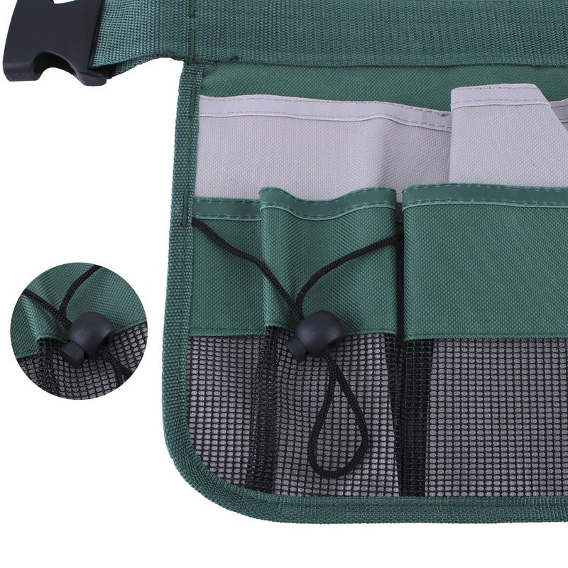Geboor Gardening Tool Waist Bag Belt Heavy Duty Oxford Tool Apron with 7 Pockets of Different Sizes and Depth (Green) - Image 4